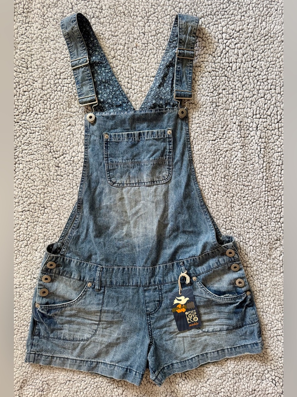 Noble U Blue Denim Jean Shorts Overalls